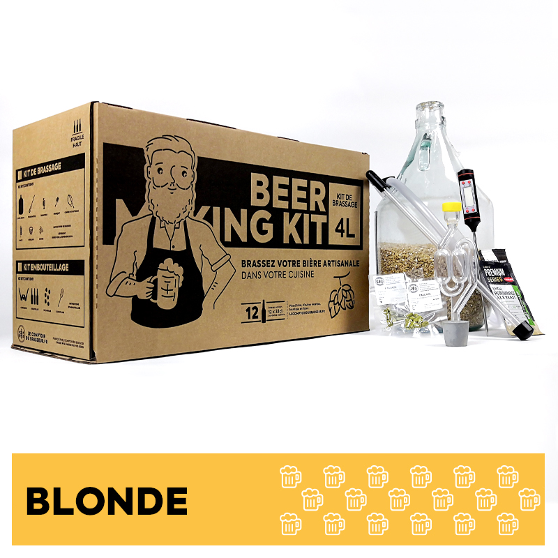 Coffret DIY L'atelier bière blonde pour faire sa propre bière bio (4L)